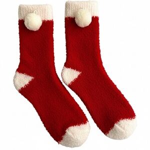 NWOT Red & White Fuzzy Socks